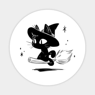 witch Cat [Black ink] Magnet